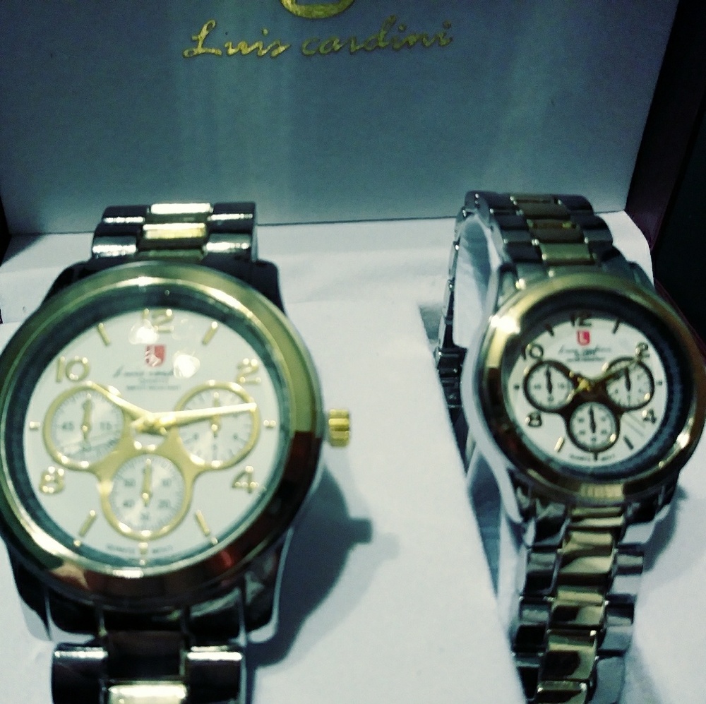 His&Hers Matching Luis Cardini Quartz MOVT Watches